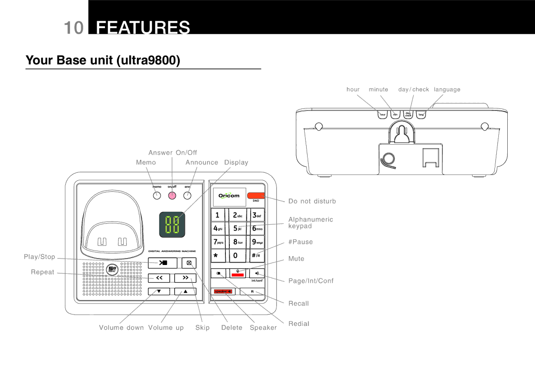 Oricom 9400 manual Your Base unit ultra9800 