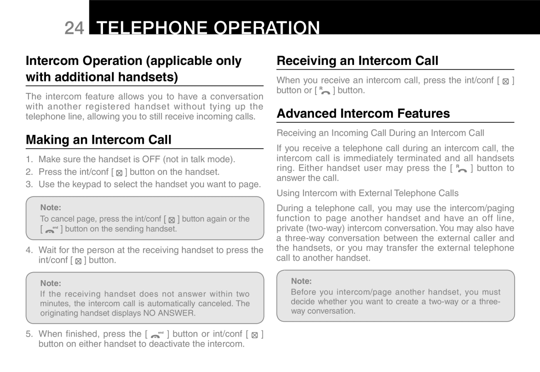 Oricom 9800, 9400 manual Intercom Operation applicable only with additional handsets, Making an Intercom Call 