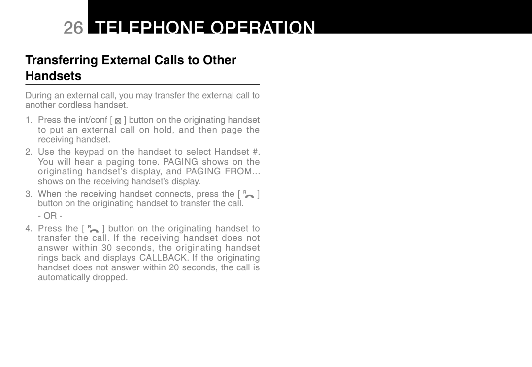 Oricom 9800, 9400 manual Transferring External Calls to Other Handsets 