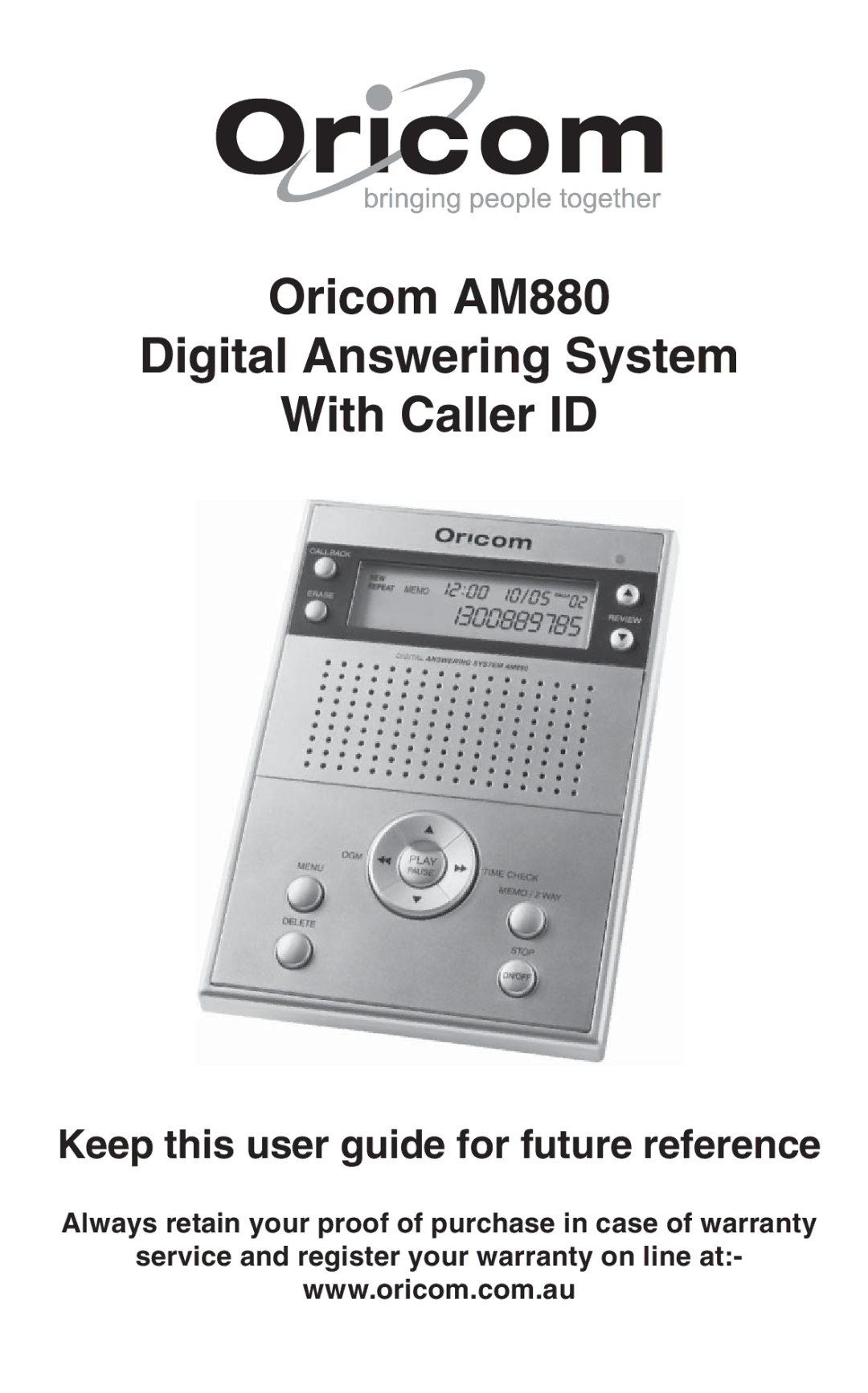 Oricom warranty Oricom AM880 Digital Answering System With Caller ID 