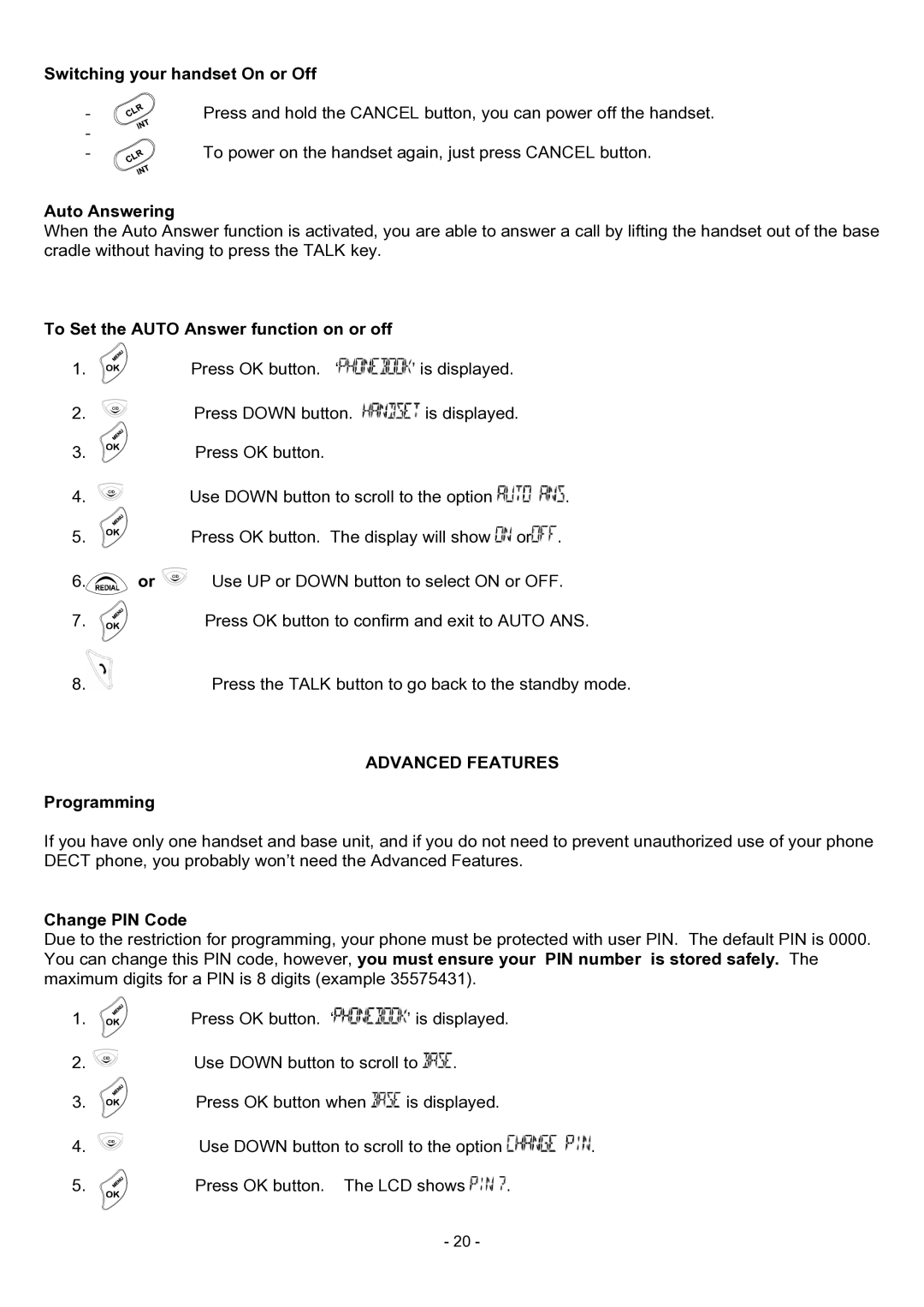 Oricom BB100 manual Advanced Features 