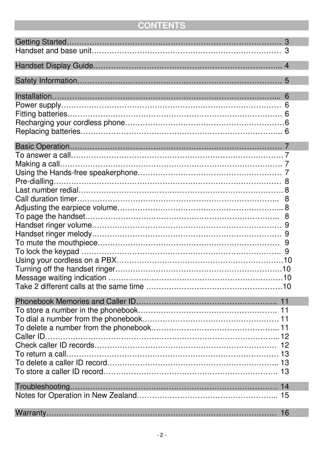 Oricom BB200 manual Contents 