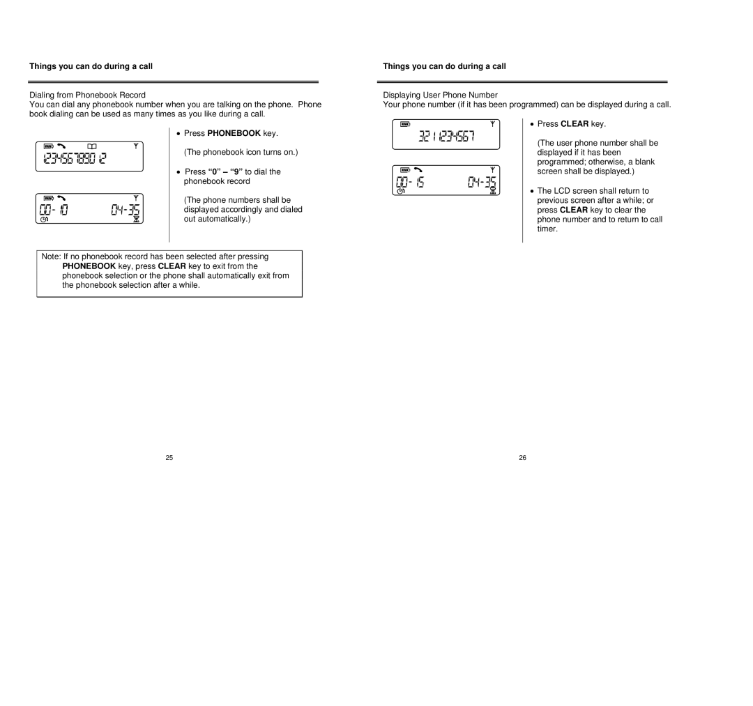 Oricom C1000 1.8 GHz owner manual Things you can do during a call 