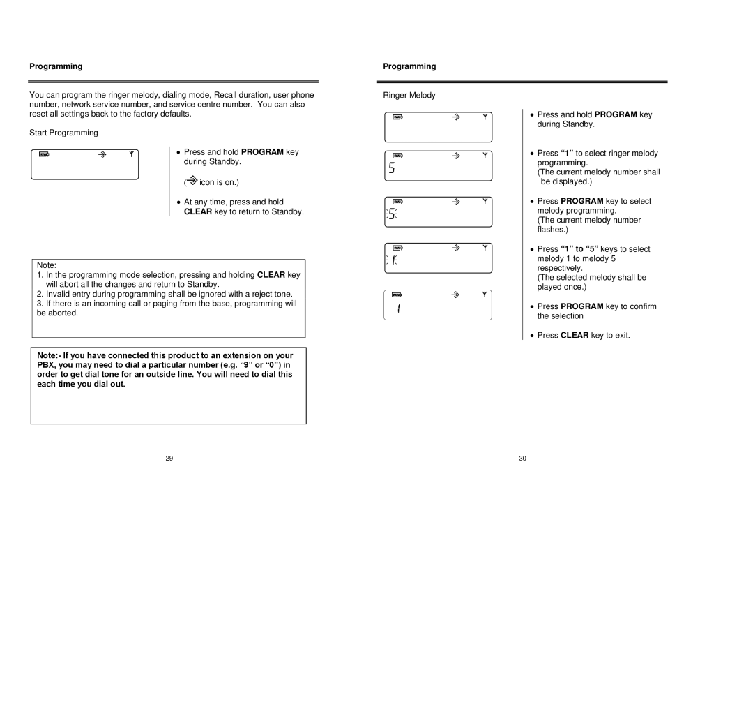 Oricom C1000 1.8 GHz owner manual Programming 