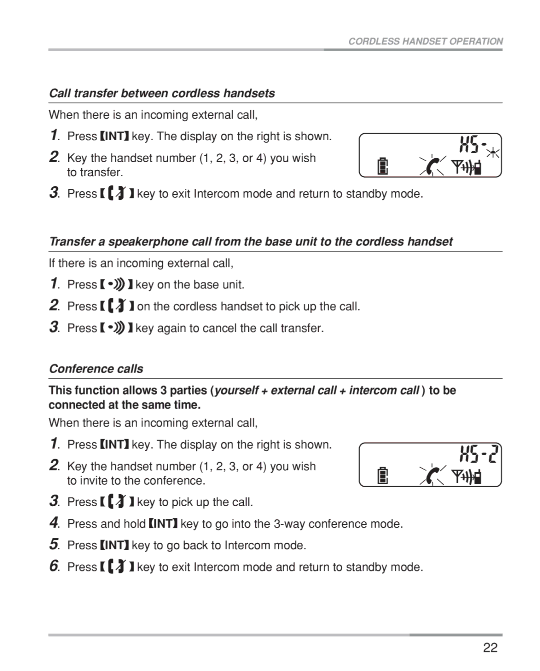 Oricom eco5200 Series manual Call transfer between cordless handsets 