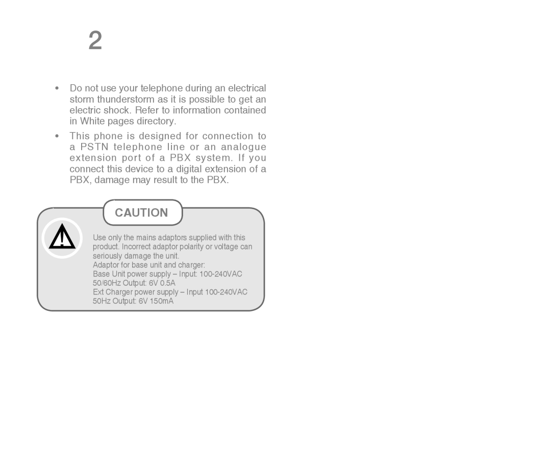 Oricom ECO71 warranty PBX, damage may result to the PBX 