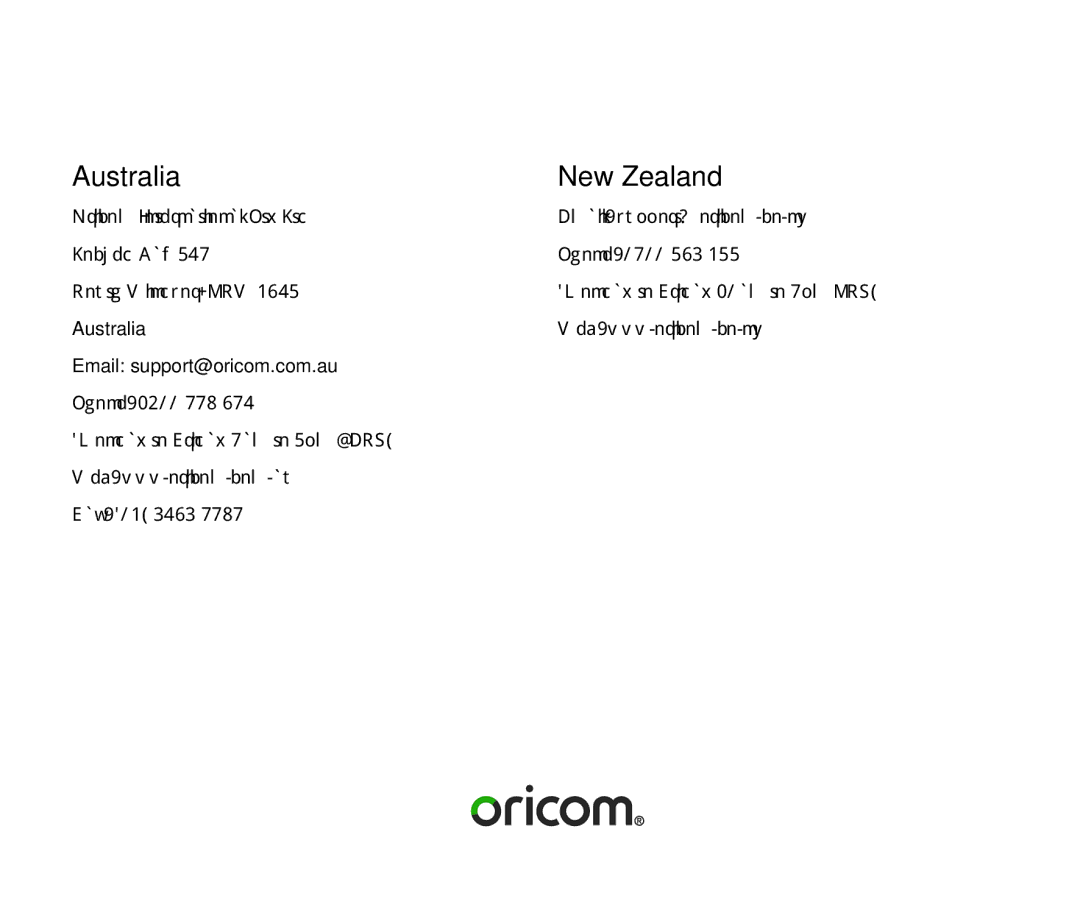 Oricom ECO71 warranty Australia New Zealand 