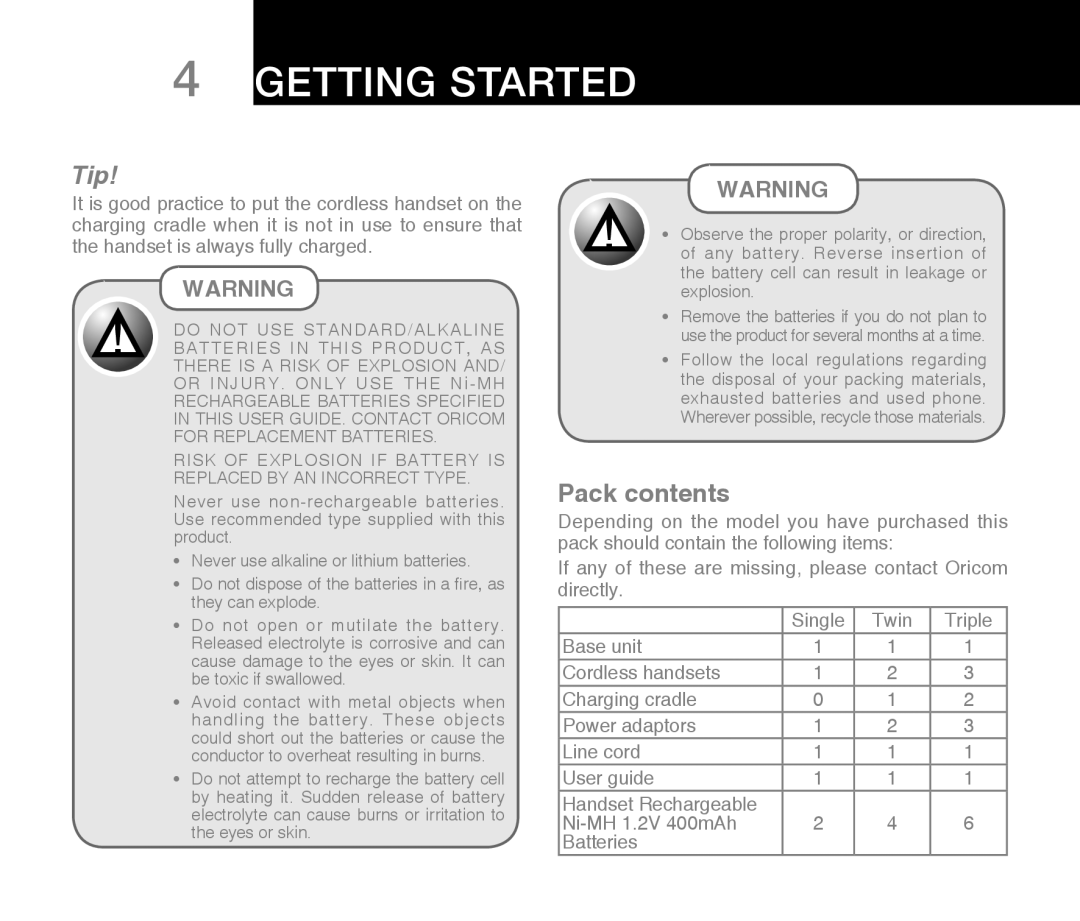 Oricom ECO710 warranty Tip 