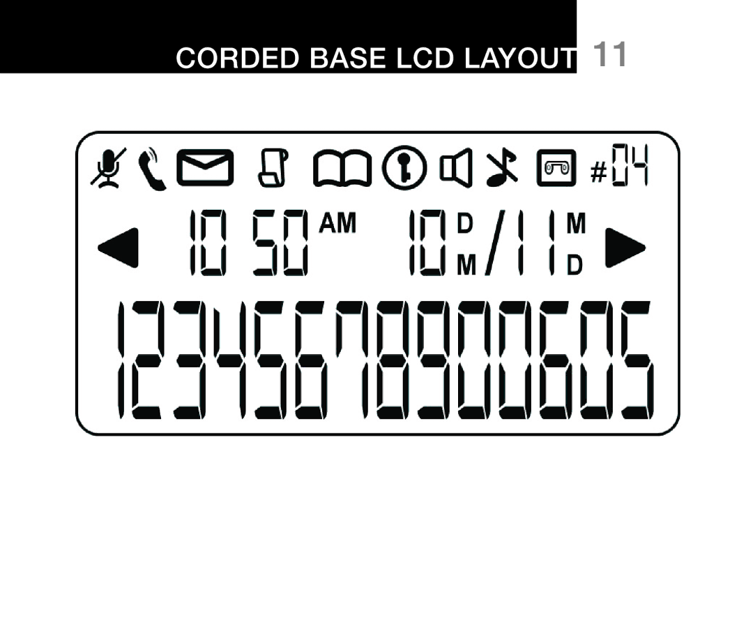 Oricom ECO7100-1 warranty Corded Base LCD Layout 