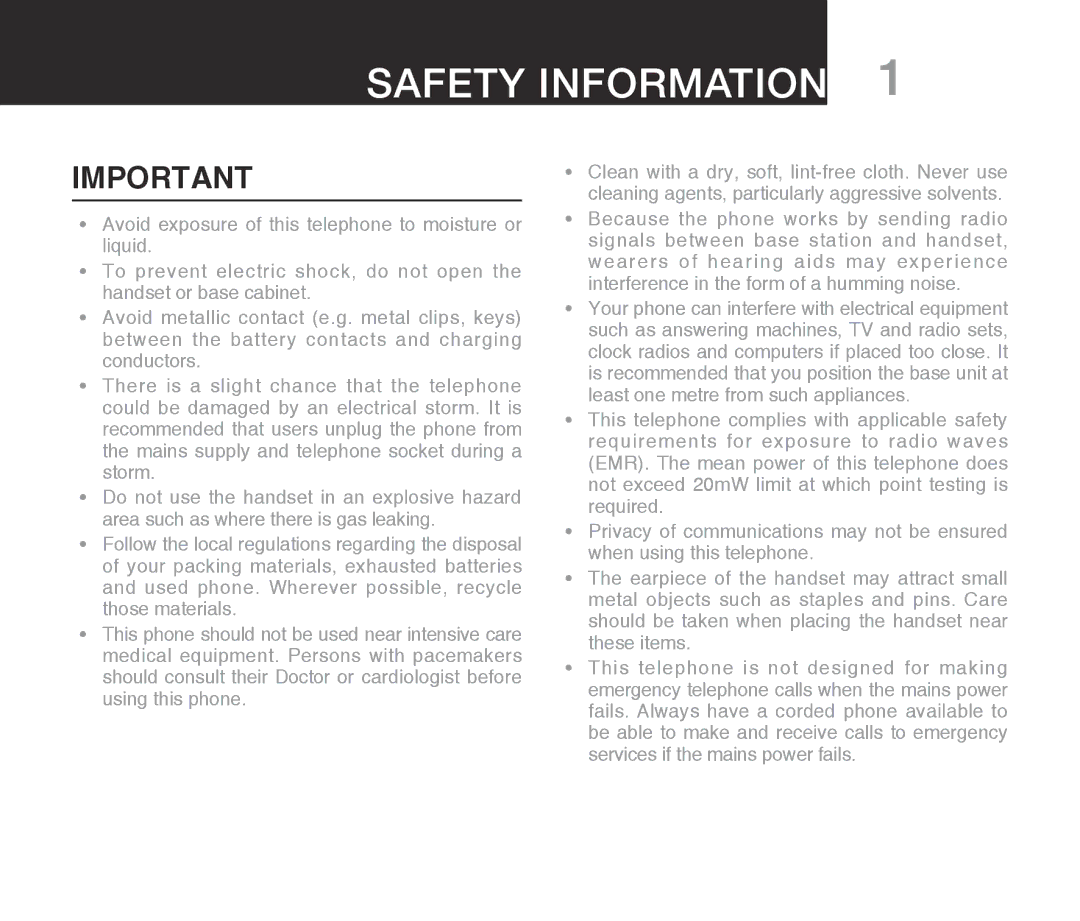 Oricom ECO7100-1 warranty Safety Information 