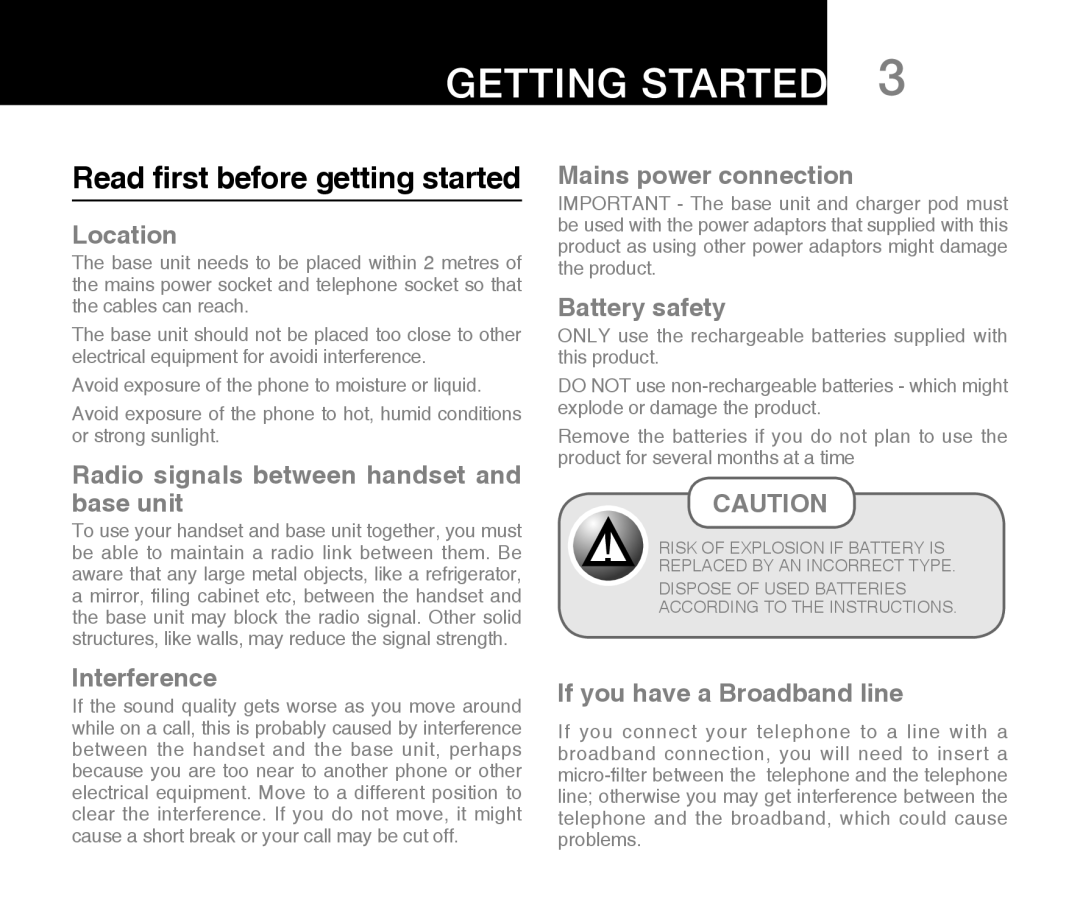 Oricom ECO7100-1 warranty Getting Started, Read first before getting started 