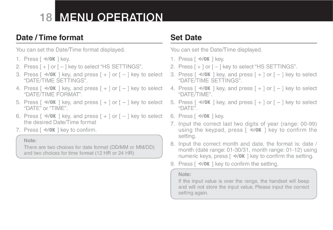 Oricom ECO90 manual Date / Time format, Set Date, 9OU can SET the $ATE4IME FORMATADISPLAYED 