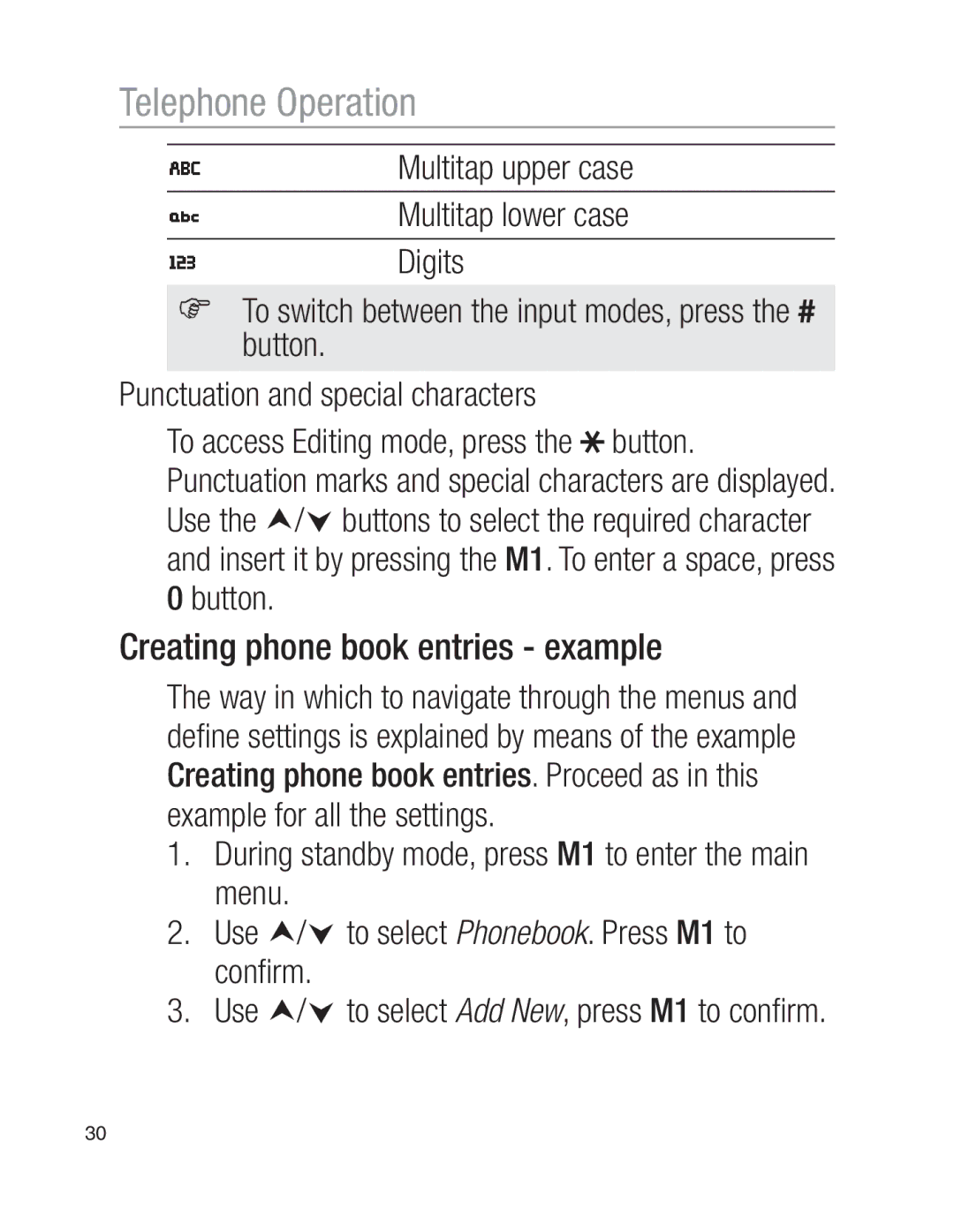 Oricom EZY100 operating instructions Creating phone book entries example, Button 