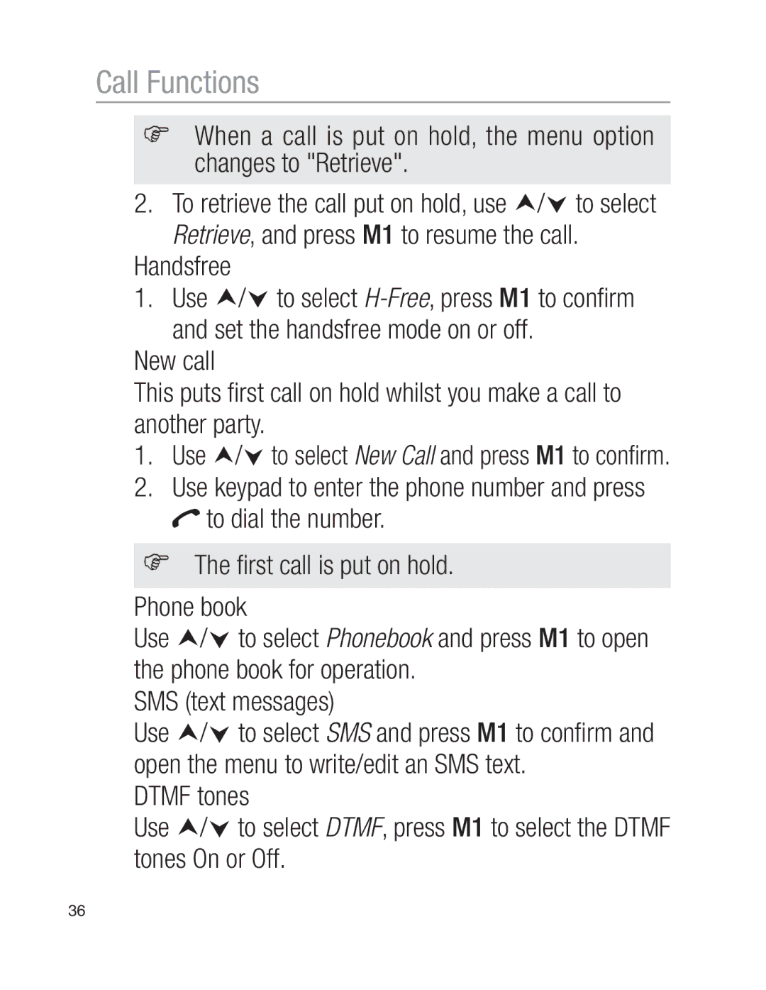 Oricom EZY100 operating instructions Handsfree 