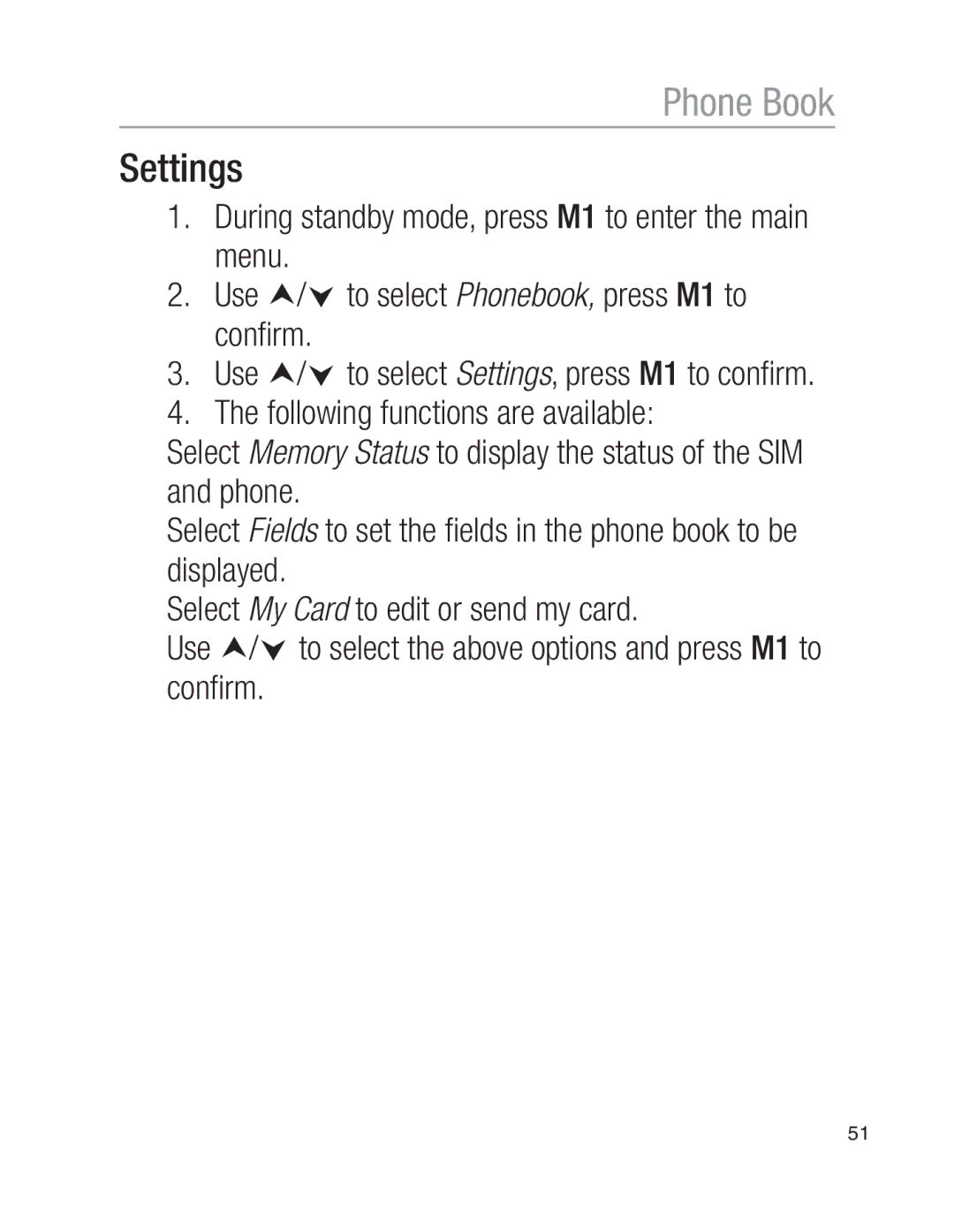 Oricom EZY100 operating instructions Settings 