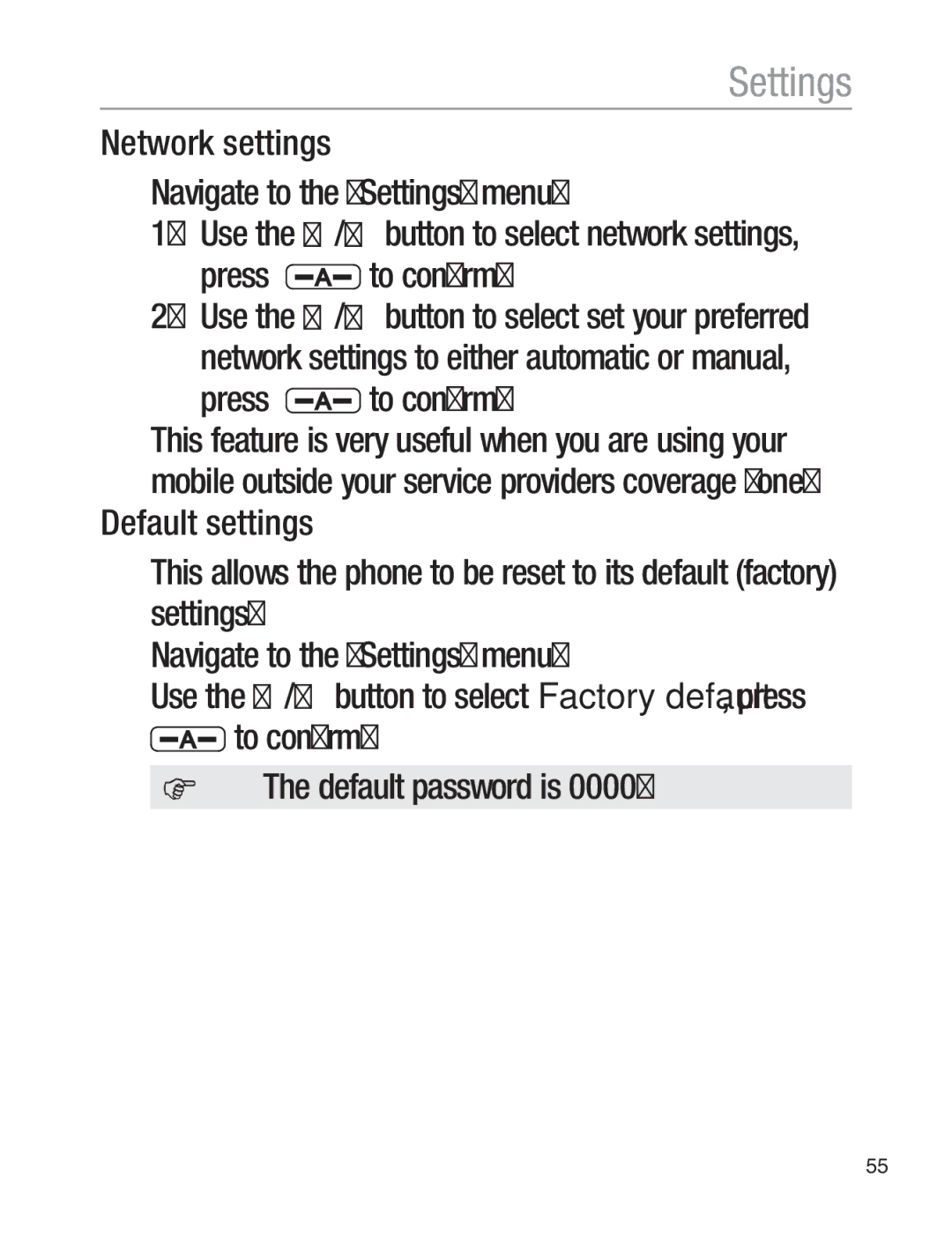 Oricom EZY120 operating instructions To confirm 