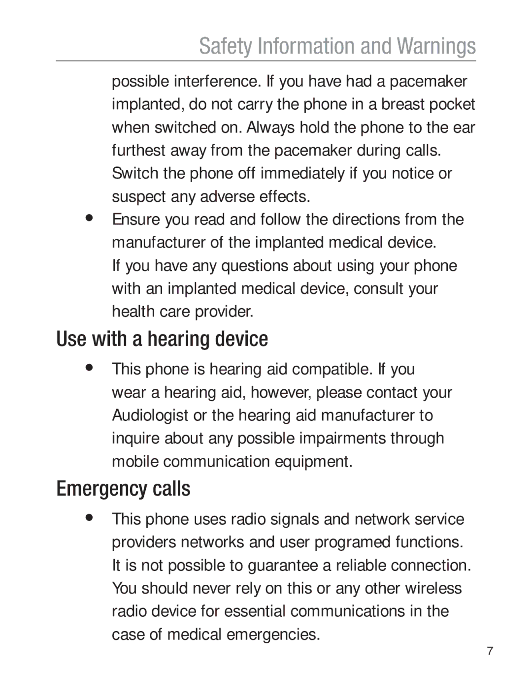 Oricom EZY120 operating instructions Use with a hearing device, Emergency calls 