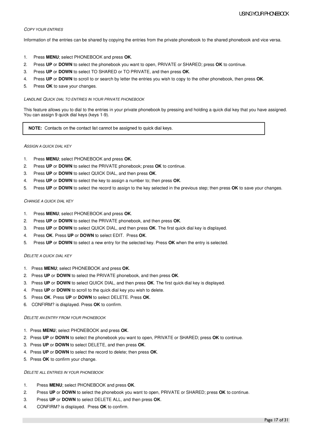 Oricom IP800 manual Copy Your Entries 