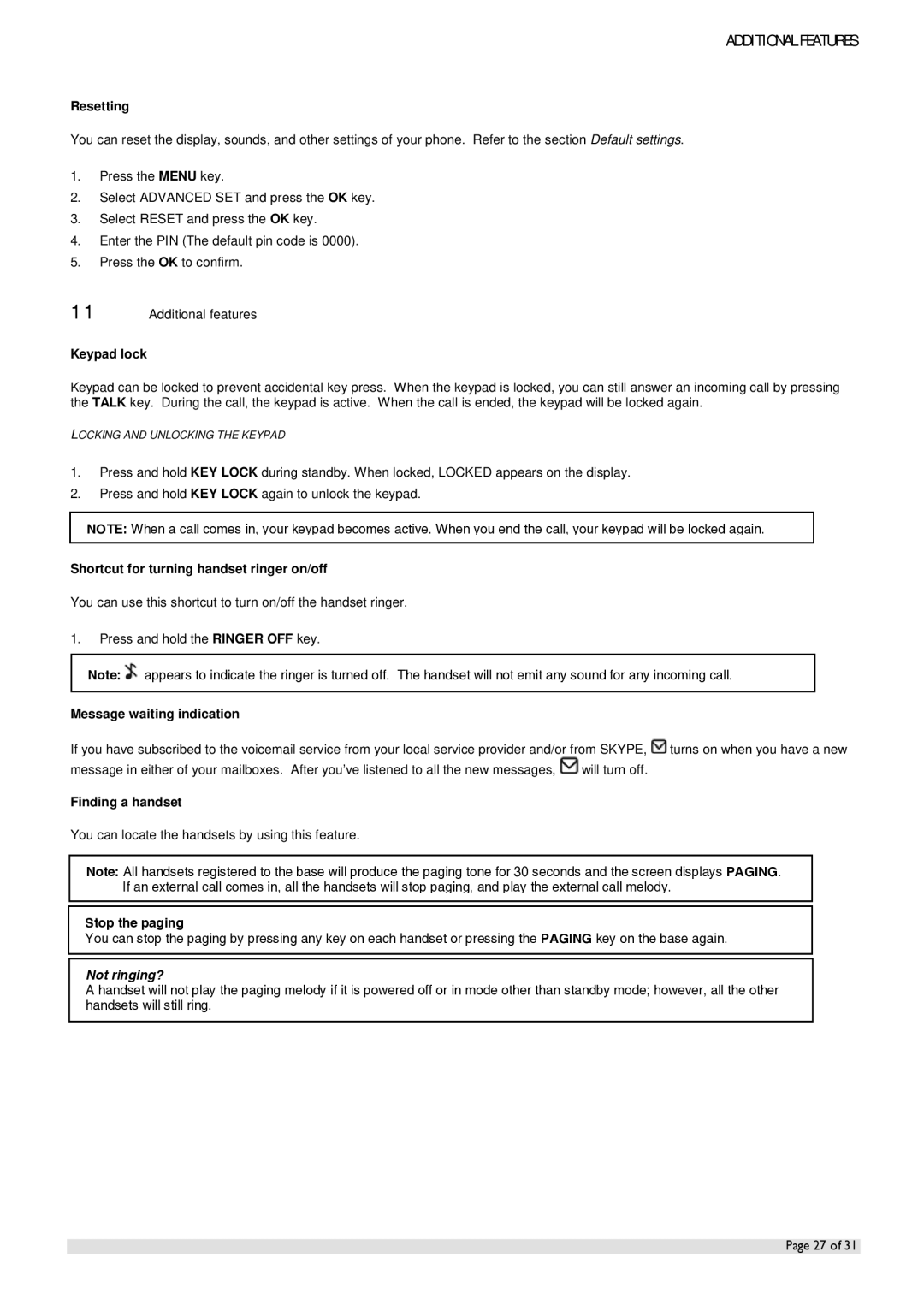 Oricom IP800 manual Not ringing? 