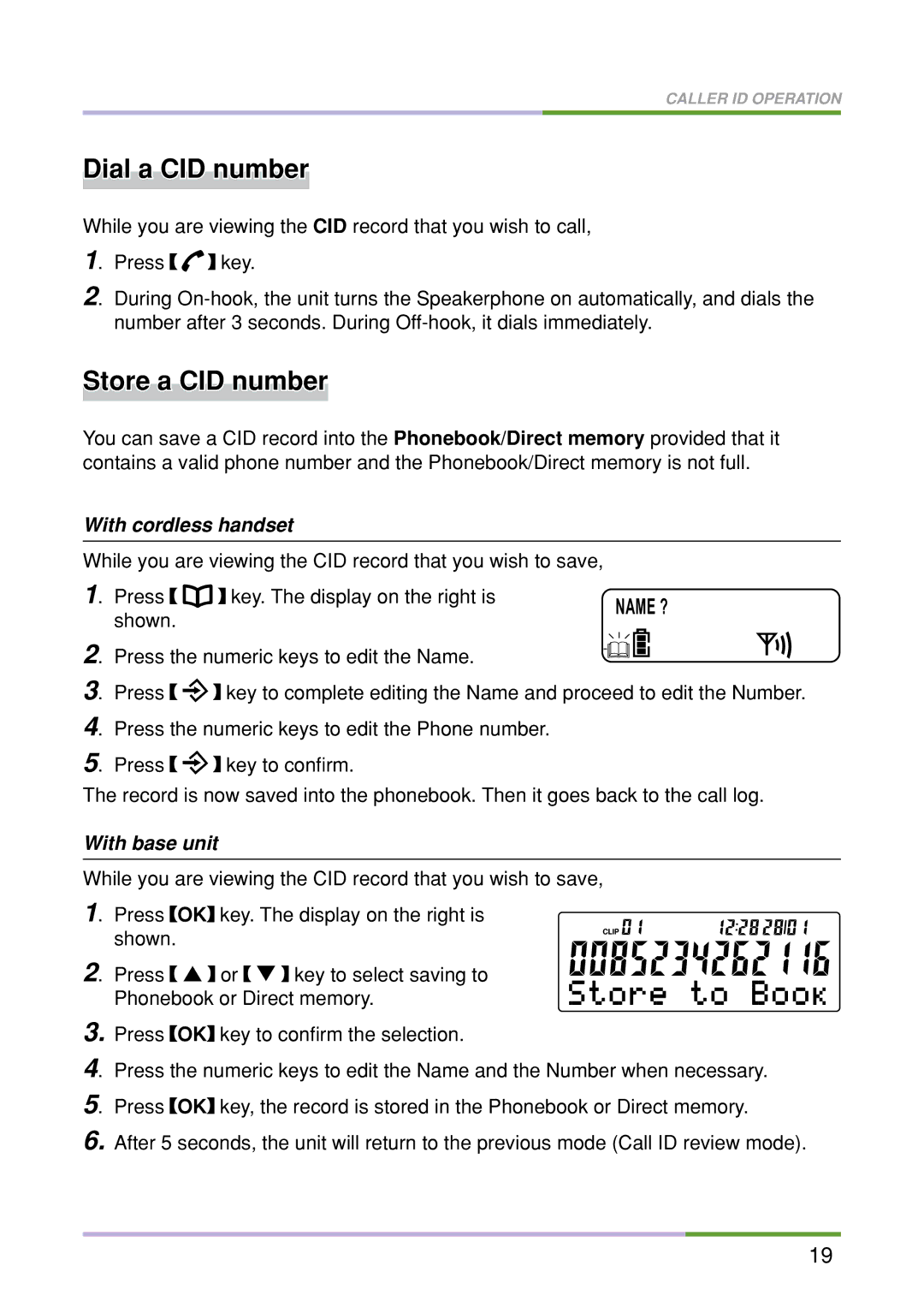 Oricom M5500 Series manual Dial a CID number, Store a CID number 