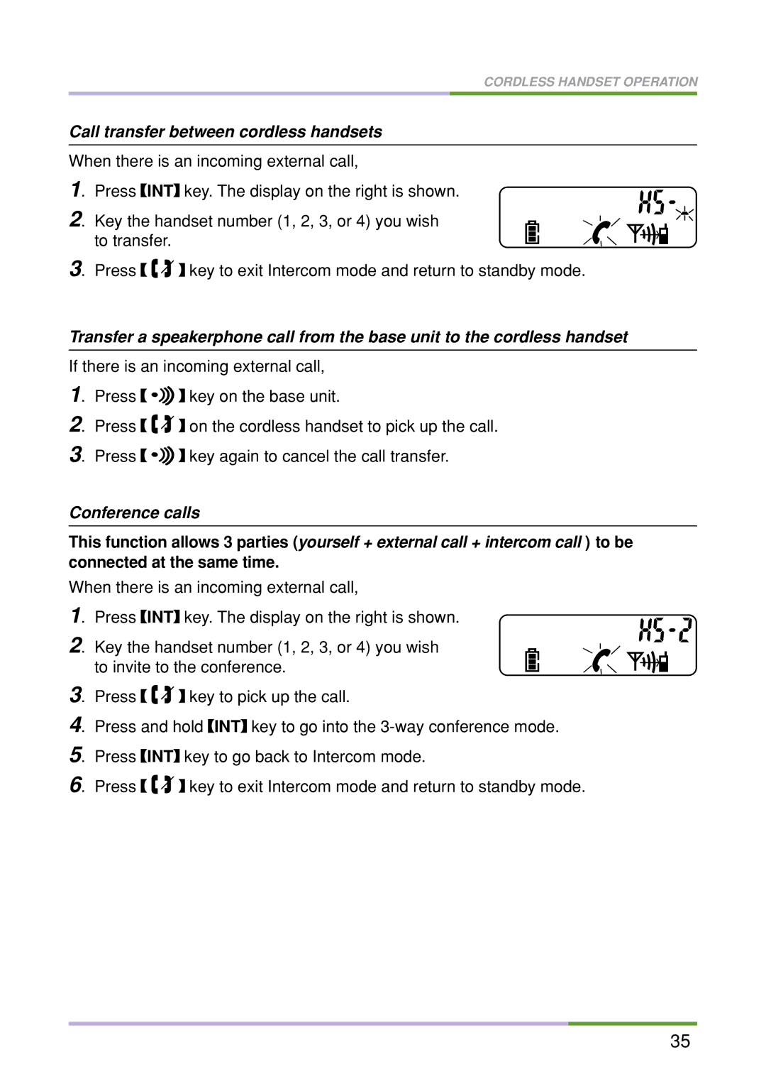 Oricom M5500 Series manual Call transfer between cordless handsets 