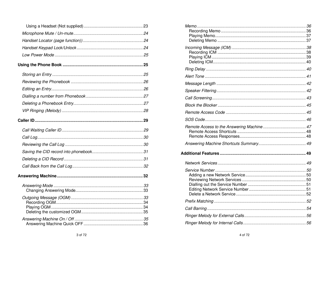 Oricom MI40 manual Using the Phone Book, Caller ID, Answering Machine, Additional Features 