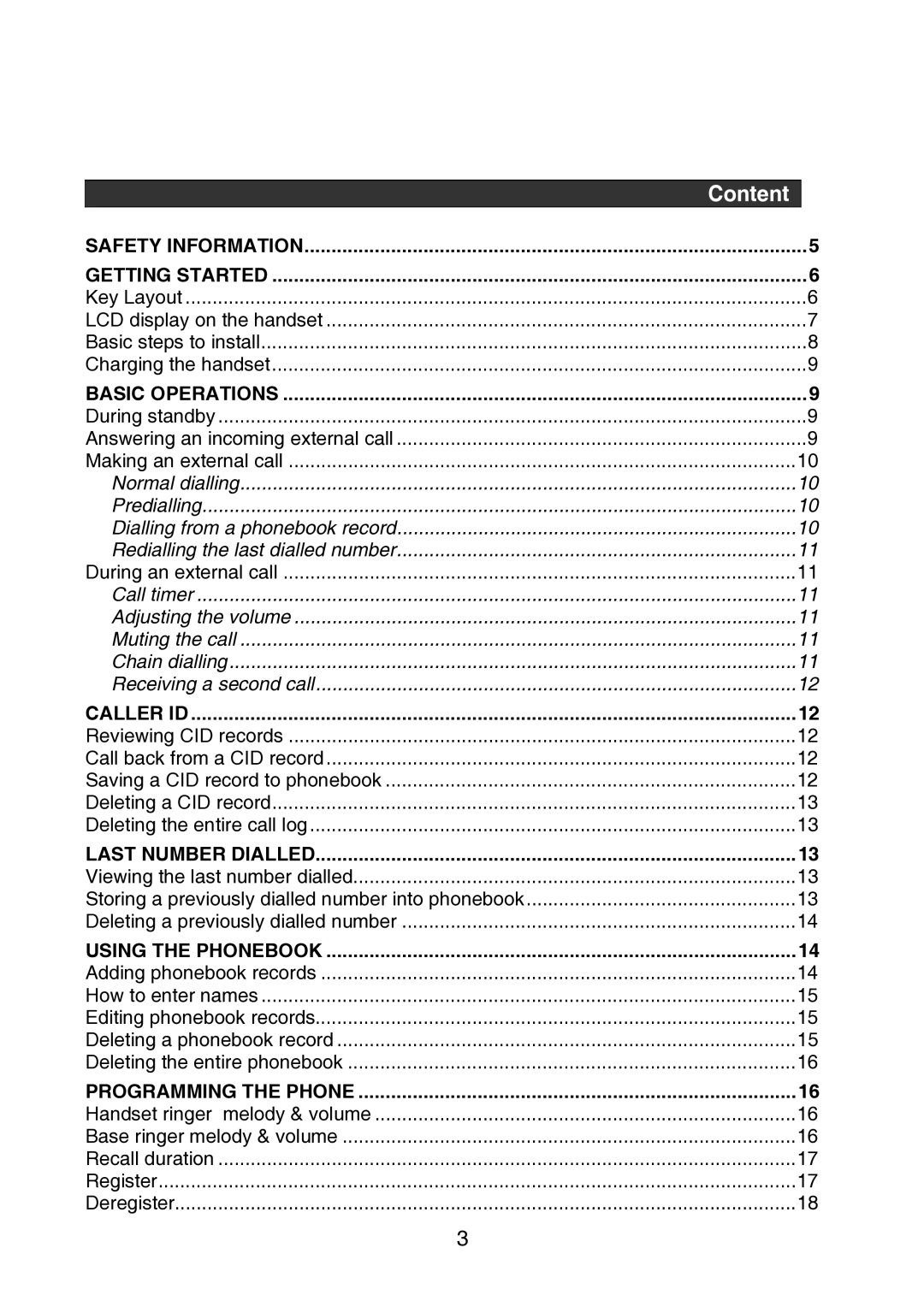 Oricom P700 manual Content 