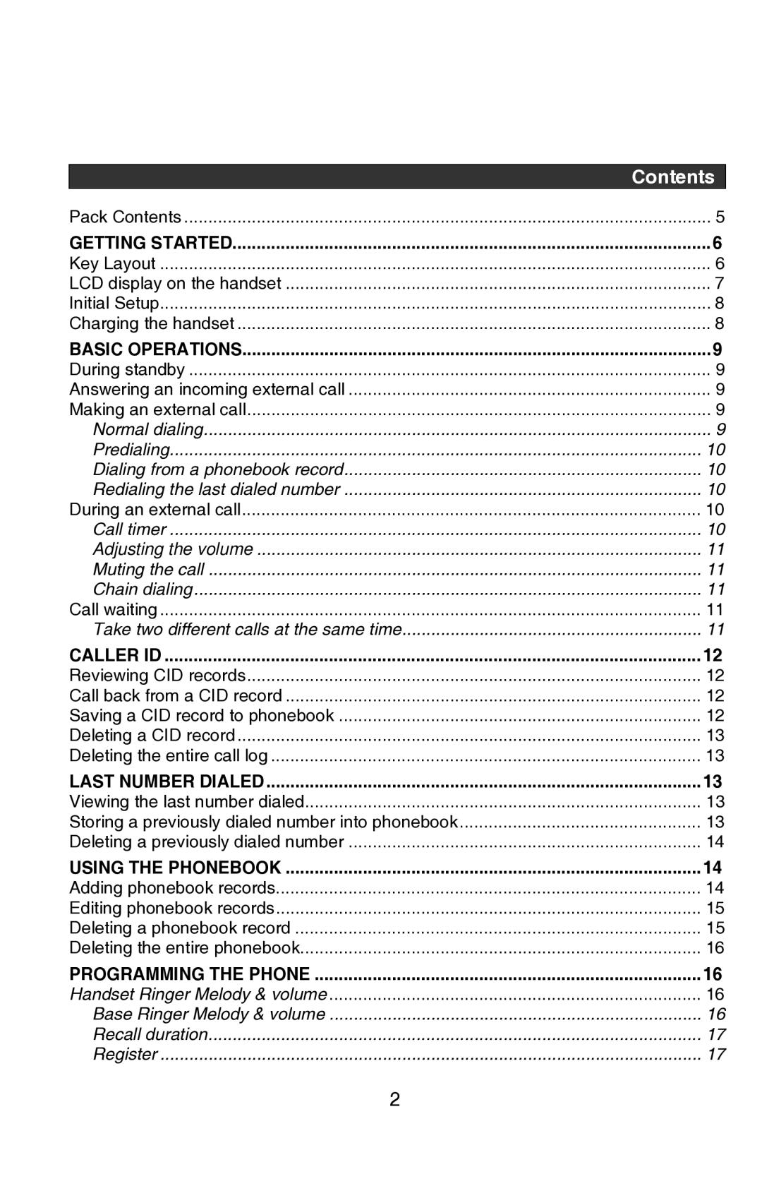 Oricom P80 manual Contents 