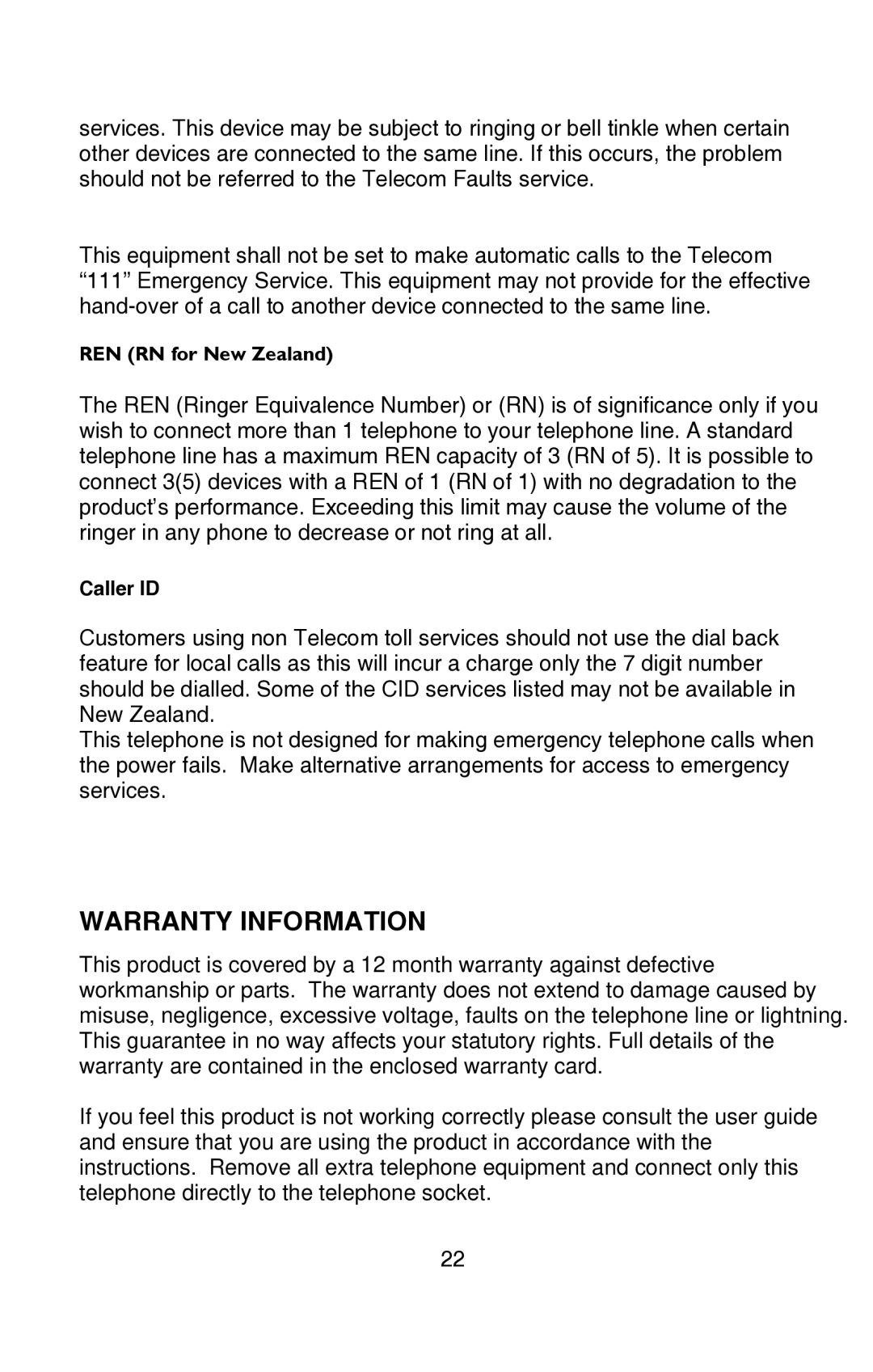 Oricom P80 manual Warranty Information 