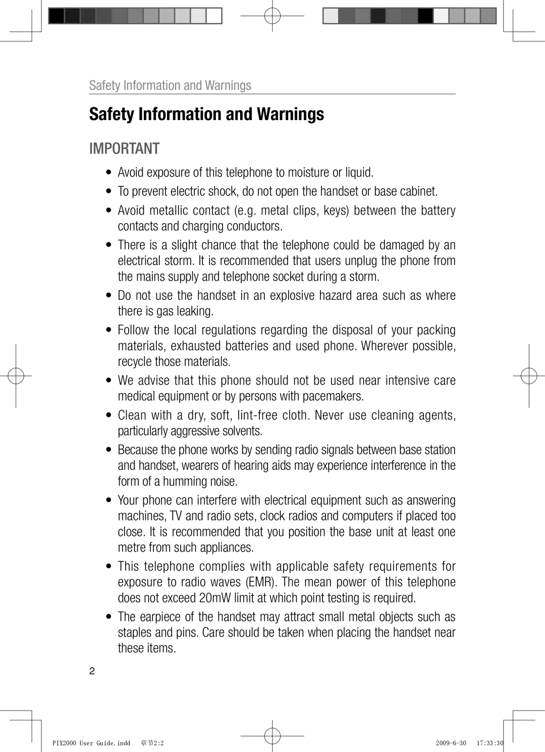 Oricom PIX2000 manual Safety Information and Warnings 