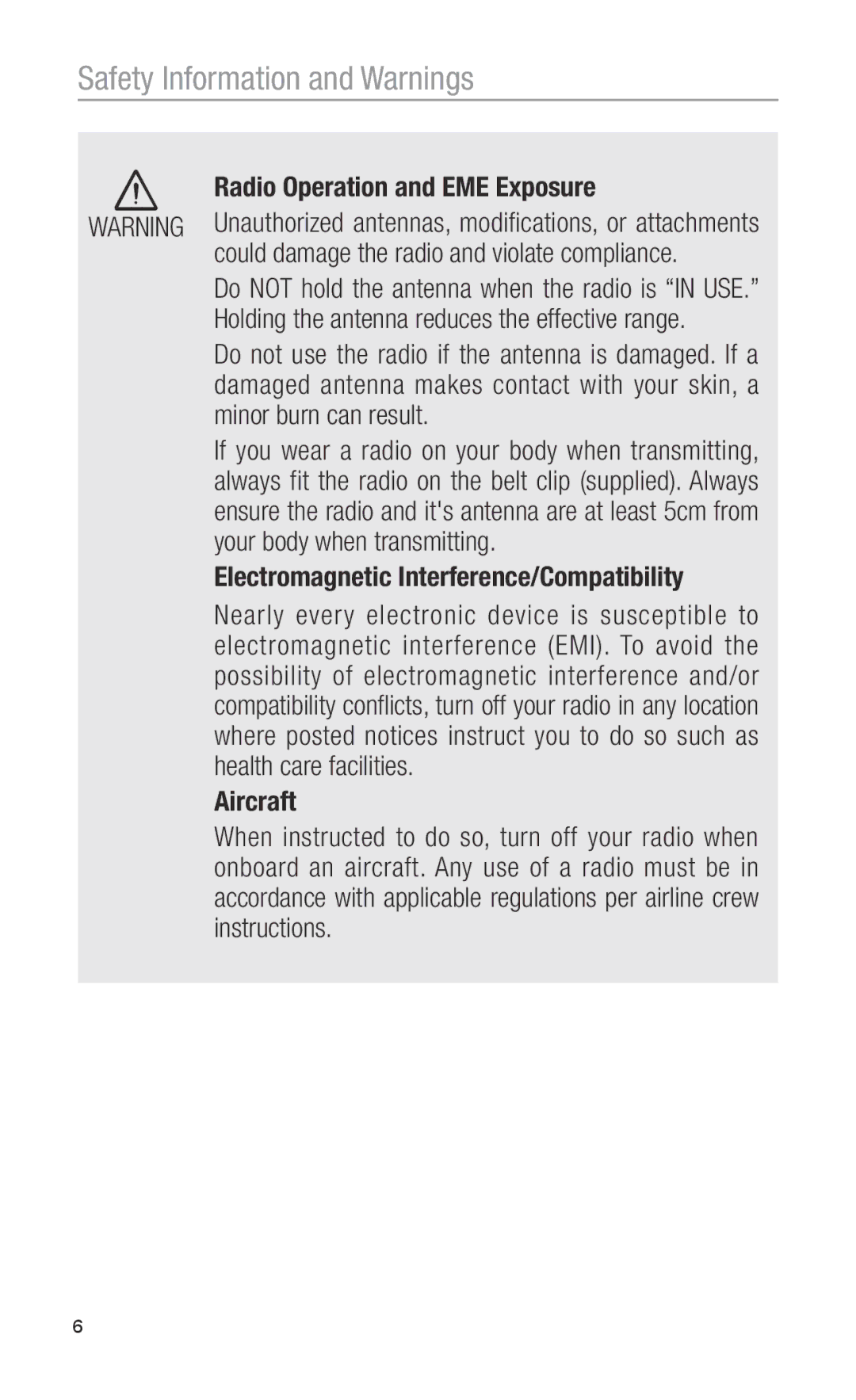 Oricom PMR1200 operating instructions Radio Operation and EME Exposure, Electromagnetic Interference/Compatibility 