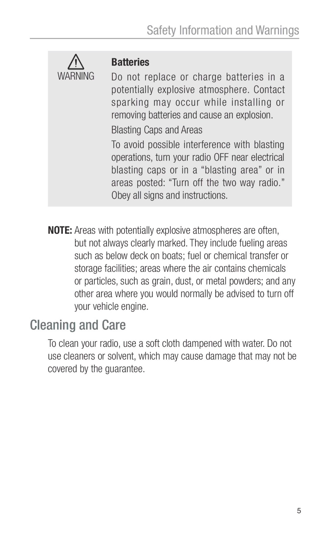 Oricom PMR3000 operating instructions Cleaning and Care 