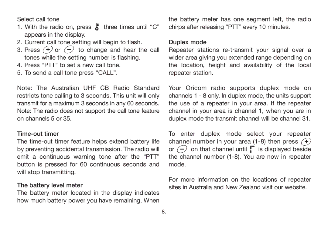 Oricom PMR888 manual 