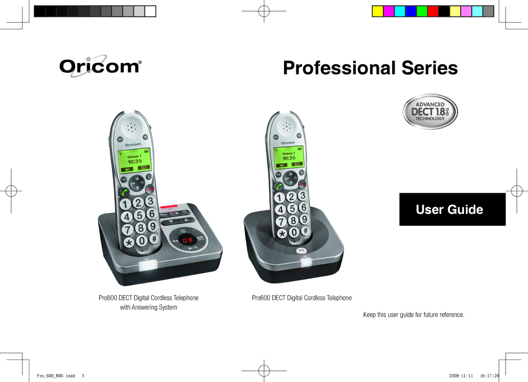 Oricom pro600 DECT, pro800 DECT manual Professional Series 