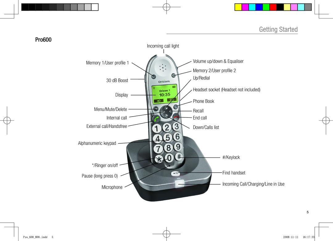 Oricom pro600 DECT, pro800 DECT manual Pro600 