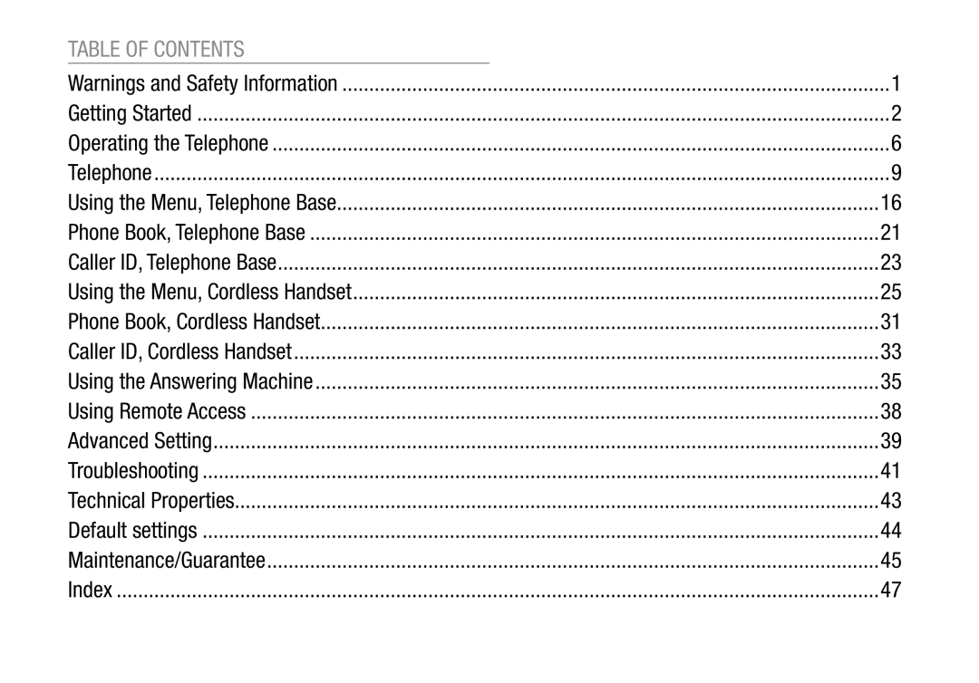 Oricom Pro900 manual Table of Contents 