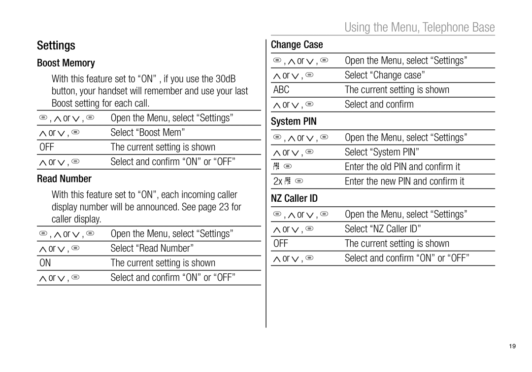 Oricom Pro900 manual Settings 