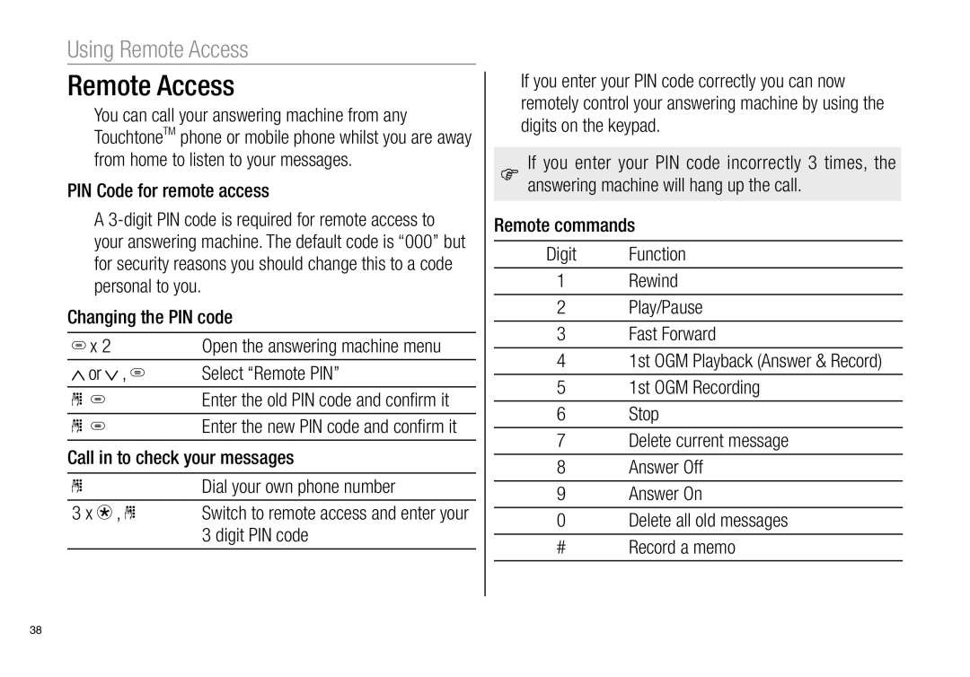 Oricom Pro900 manual Using Remote Access 