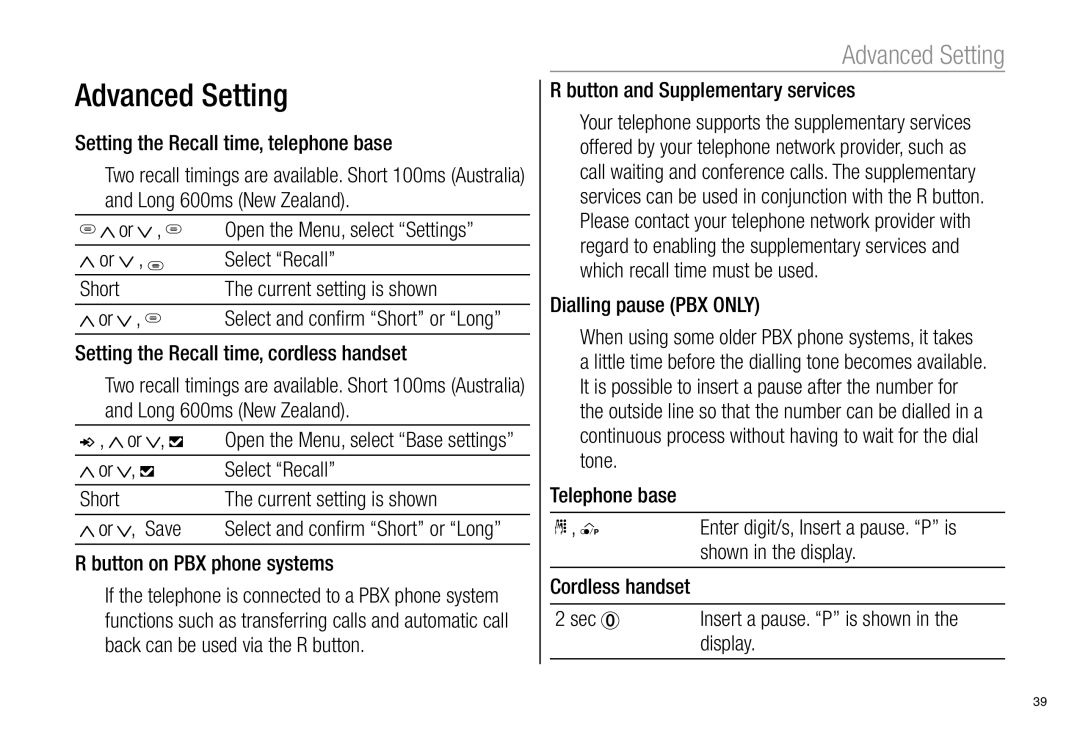 Oricom Pro900 manual Advanced Setting 