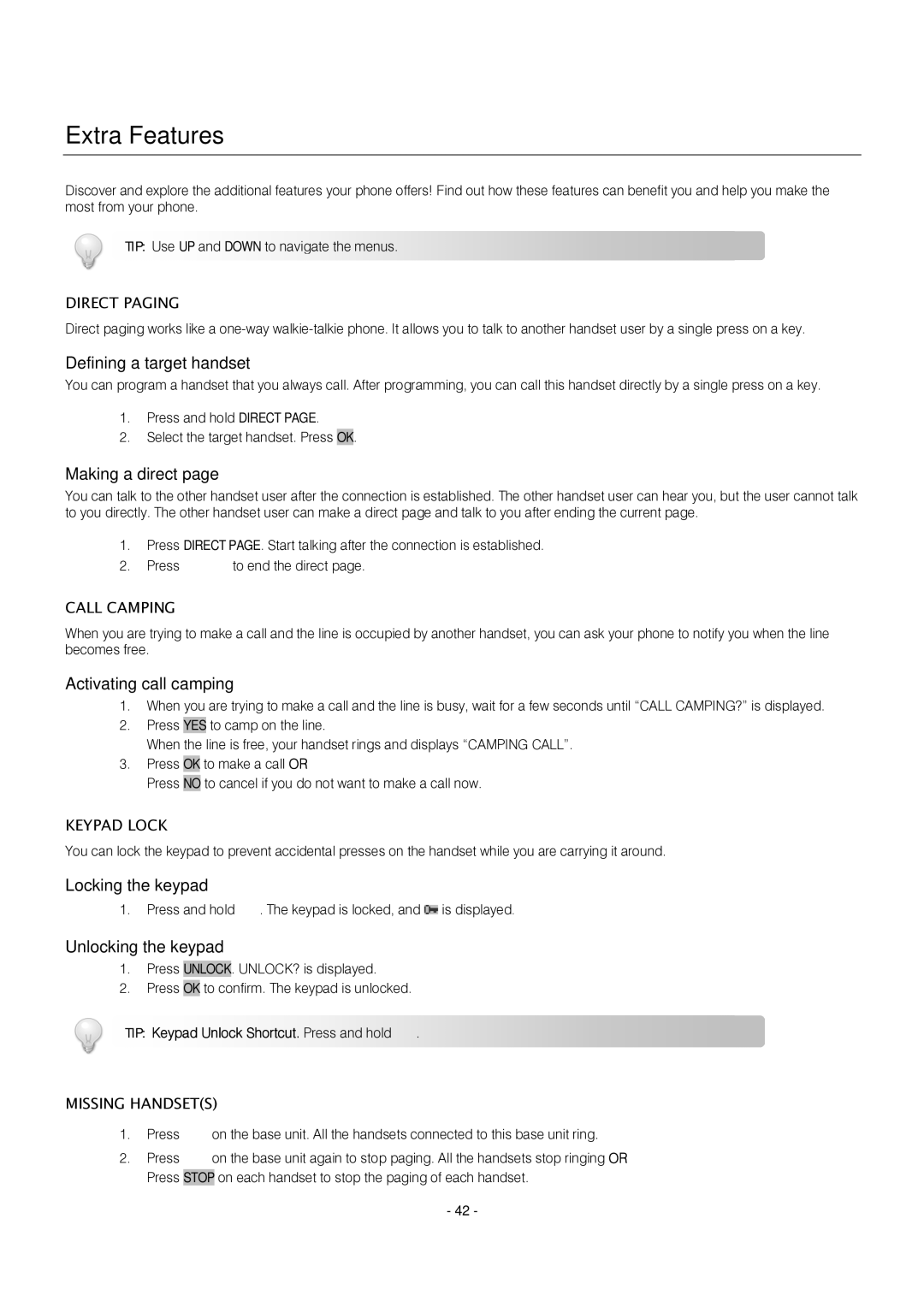 Oricom S209 manual Extra Features 