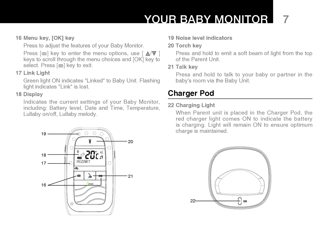 Oricom SECURE 200 manual Charger Pod 