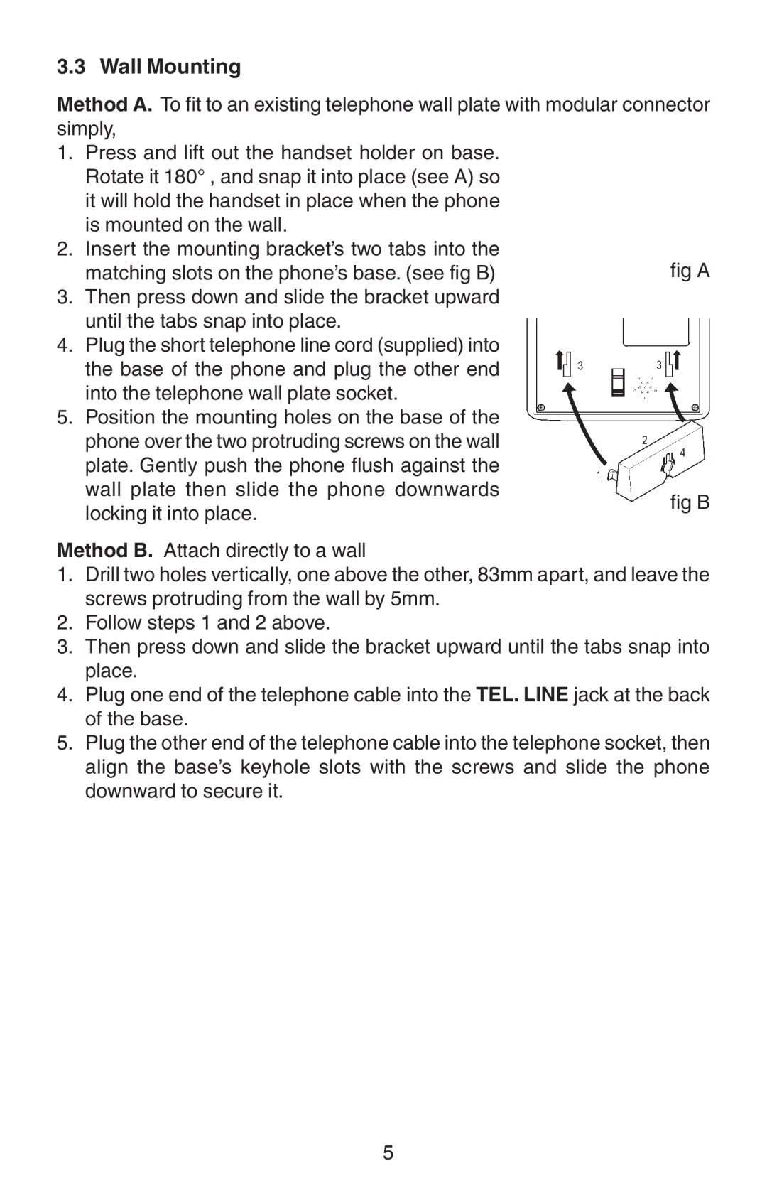 Oricom TP110 manual Wall Mounting 