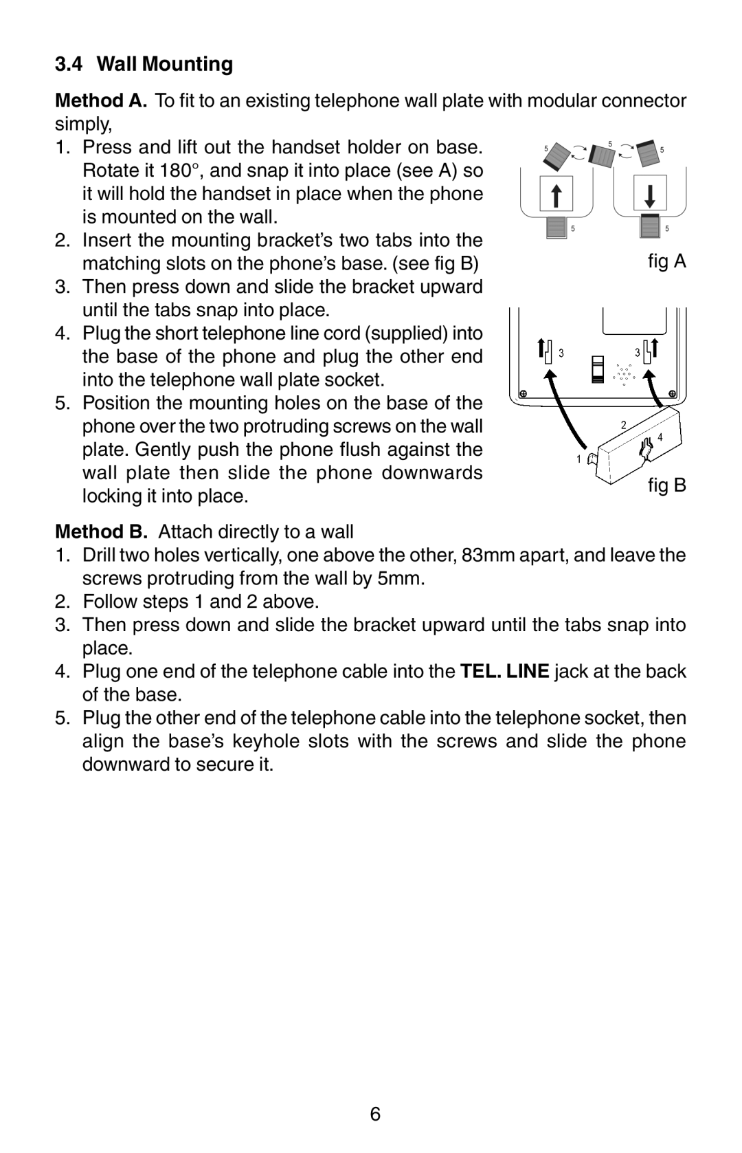 Oricom TP150 manual Wall Mounting 