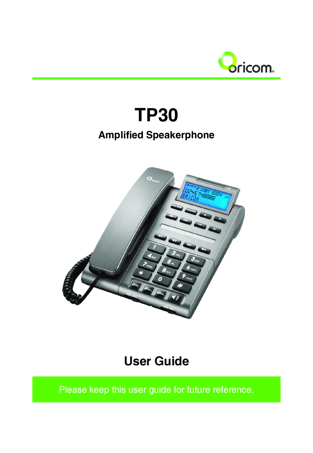 Oricom TP30 manual 