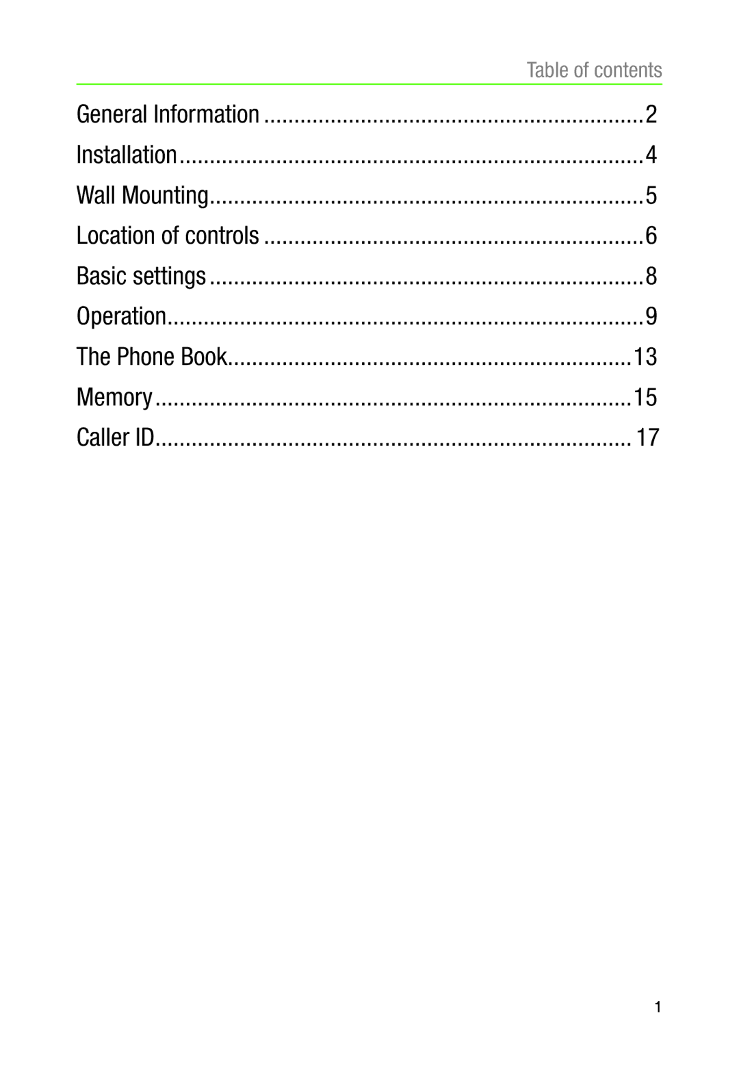 Oricom TP30 manual Table of contents 