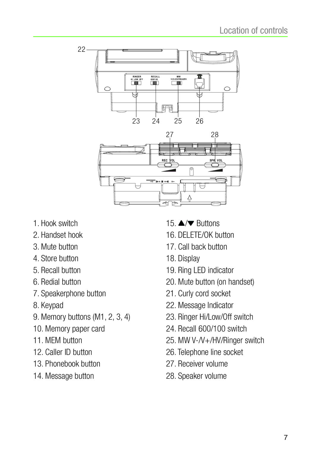 Oricom TP30 manual Memory paper card Recall 600/100 switch MEM button 