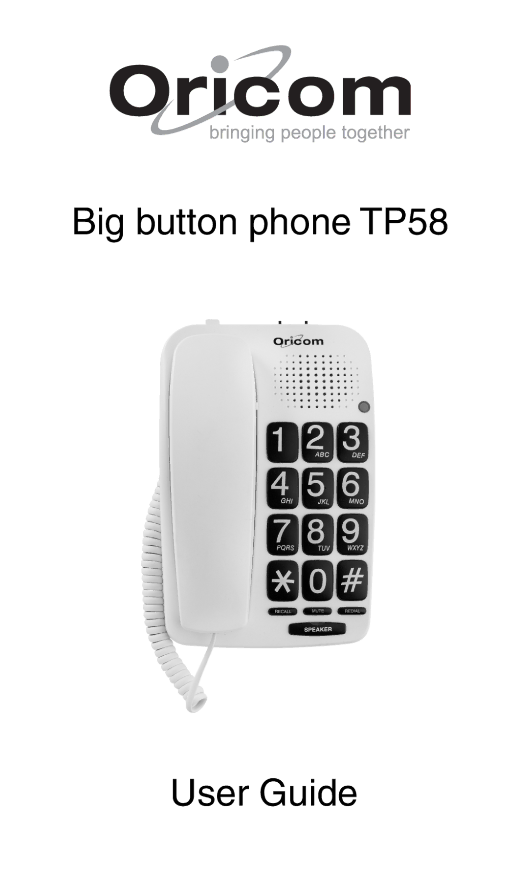 Oricom manual Big button phone TP58 User Guide 