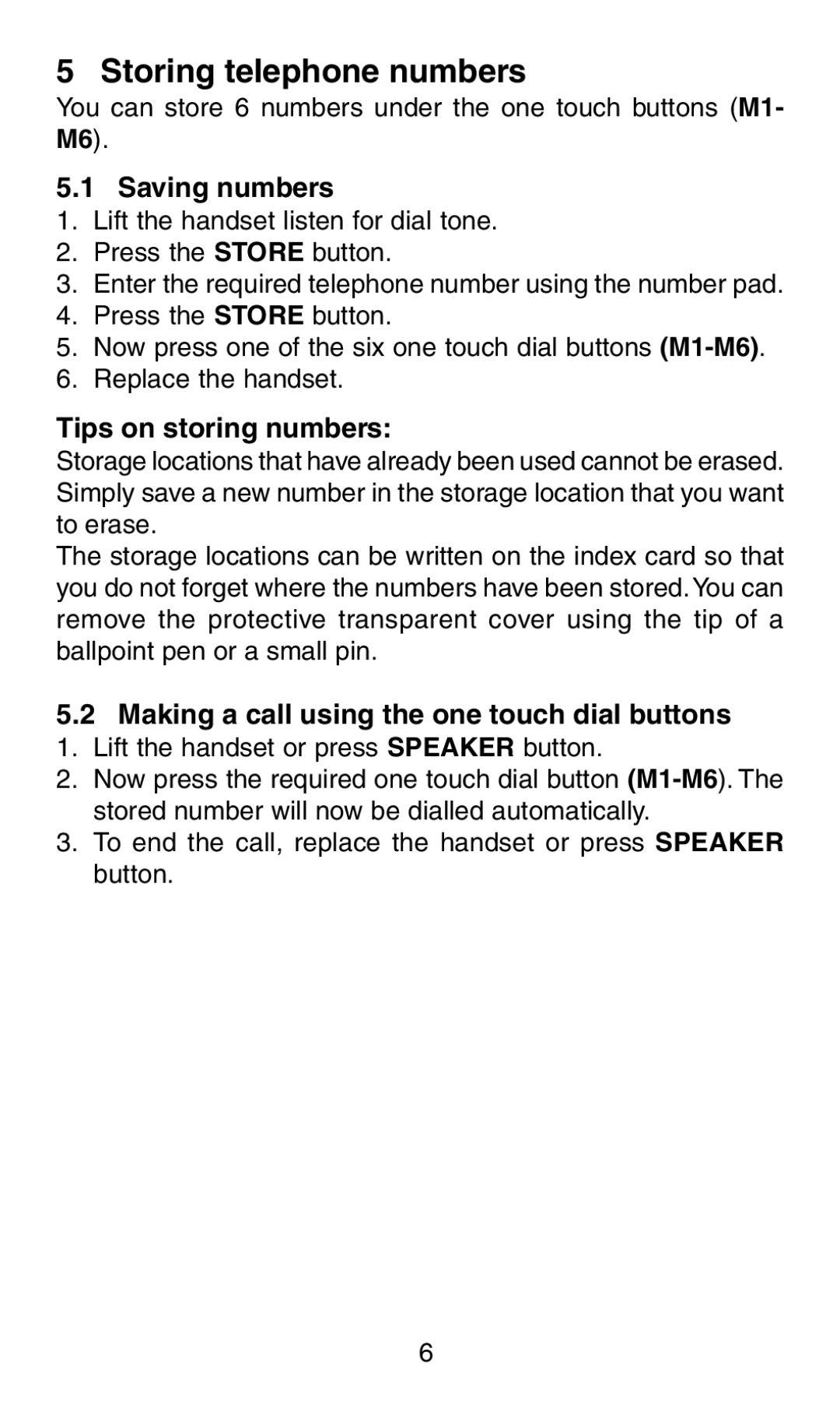 Oricom TP58 manual Storing telephone numbers, Saving numbers, Tips on storing numbers 