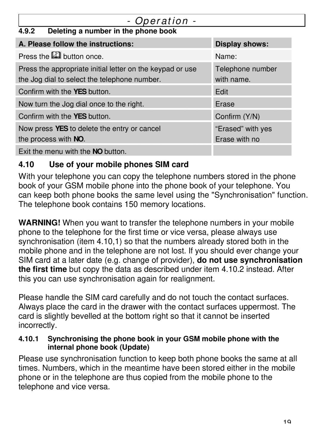 Oricom TP68 manual Use of your mobile phones SIM card 