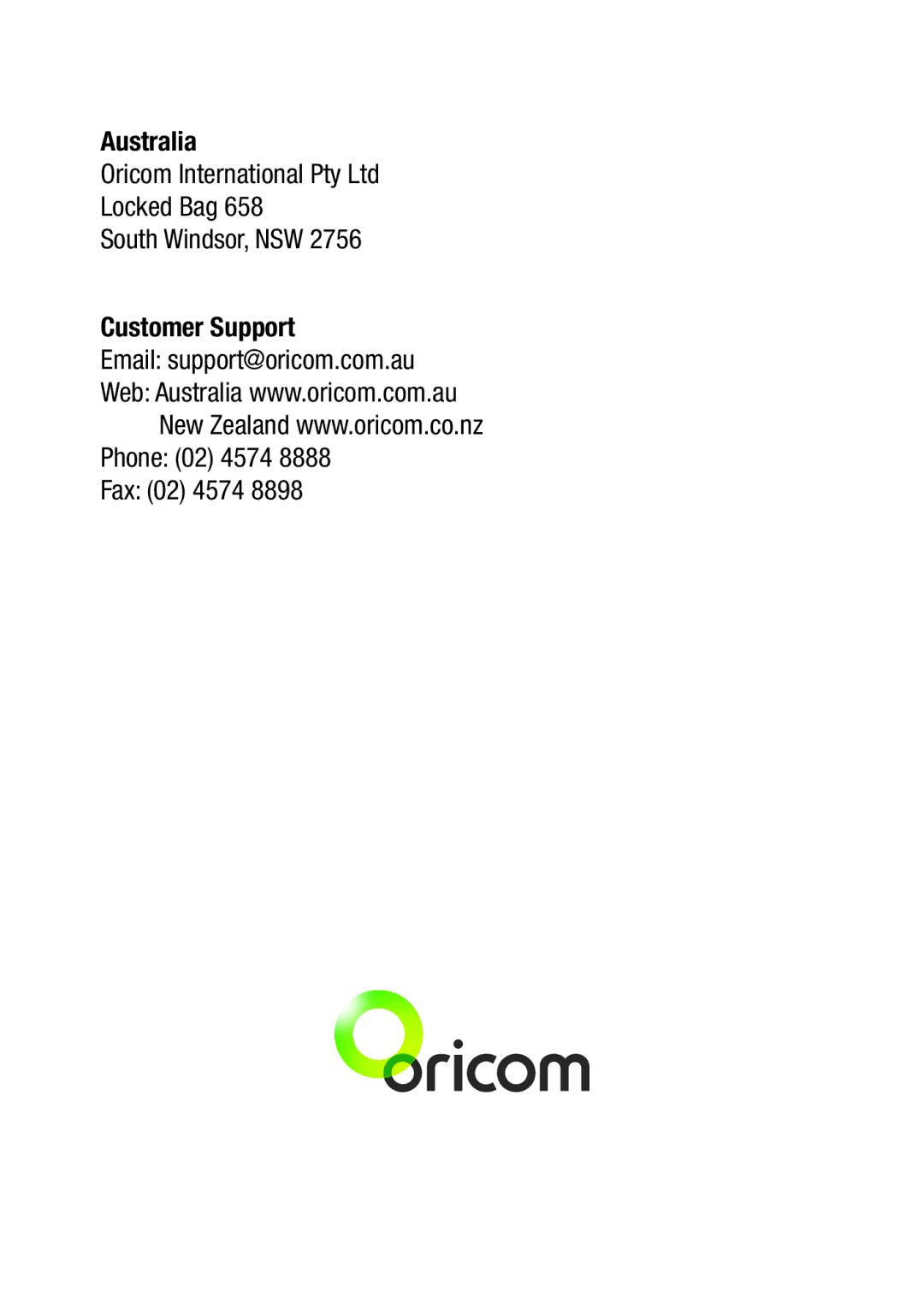 Oricom UHF050 manual 